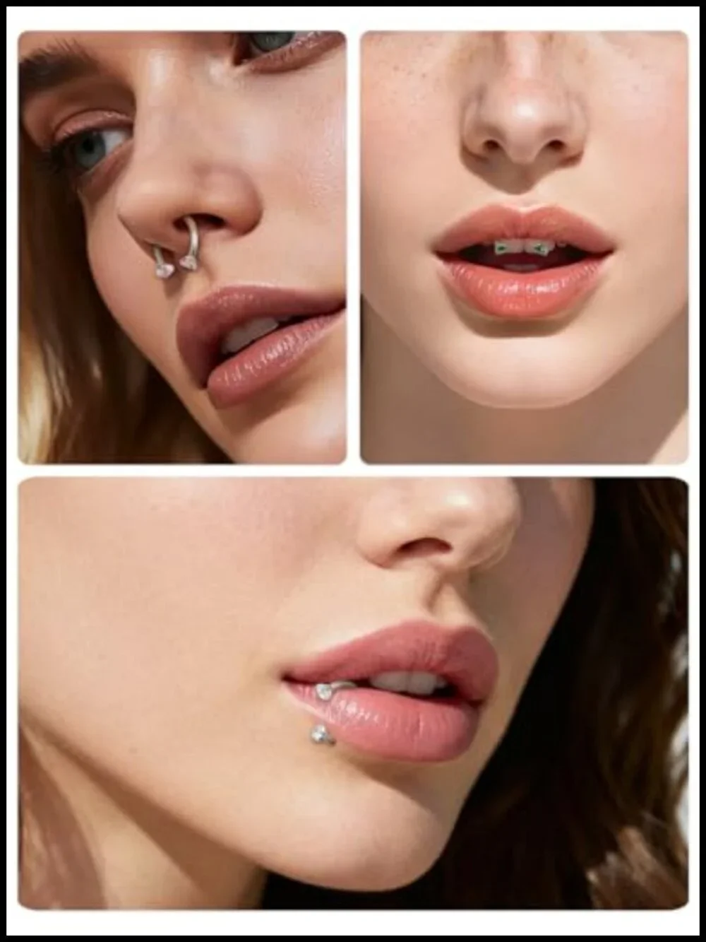 18G Horseshoe Septum Ring ASTM F136 Titanium Internal Thread Double Gem